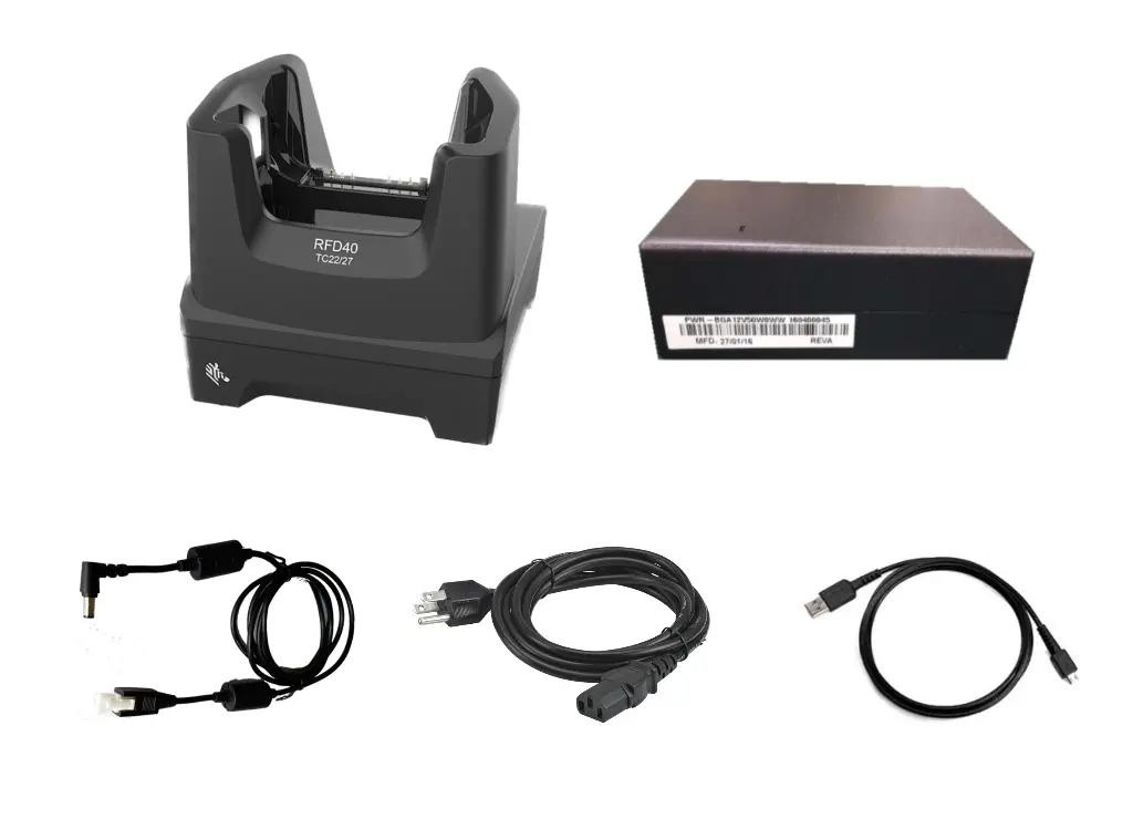 Single Slot Charging Share Cradle for Charging both  RFD40 and TC22/TC27 with PWR Adapter & Dc Cord