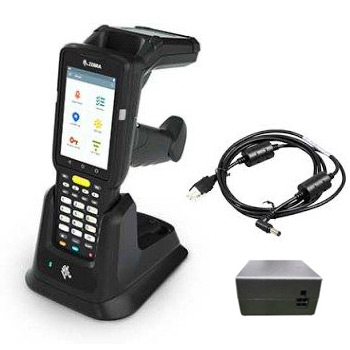 KIT: MC3330xR UHF RFID Gun, Circular Antenna, SE4770 2D Imager, 47 Key, GMS, 4GB RAM / 32GB ROM, Worldwide (902-928 MHz EXCL. NA). Includes 1-Slot Cradle, Power Supply, and DC Line Cord. Country Specific AC Line Cord Required.