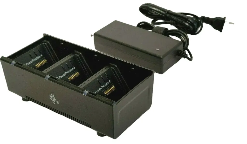  Bộ sạc 3 slot battery charger; ZQ600, QLn and ZQ500 Series; Includes power supply and US power cord